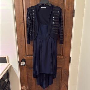 Minuet Petite Blue Asymmetrical Pleated Sundress